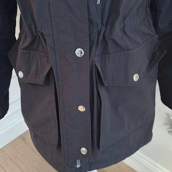 J Crew black raincoat with hood - Picture 3 of 12